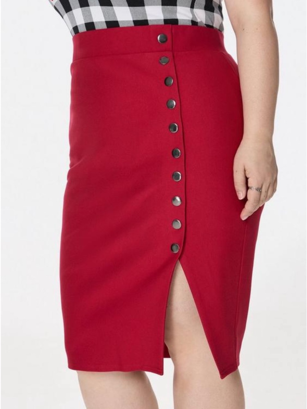 Torrid Retro Chic Ponte Pencil Skirt 00 Jester Red NWT - Picture 3 of 15
